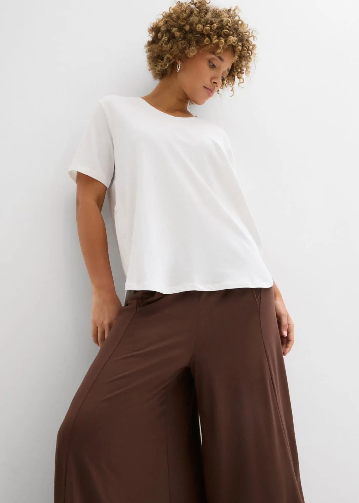 bonprix bonprix Camisetas|Novedades>Camiseta ancha de algodón orgánico Blanco