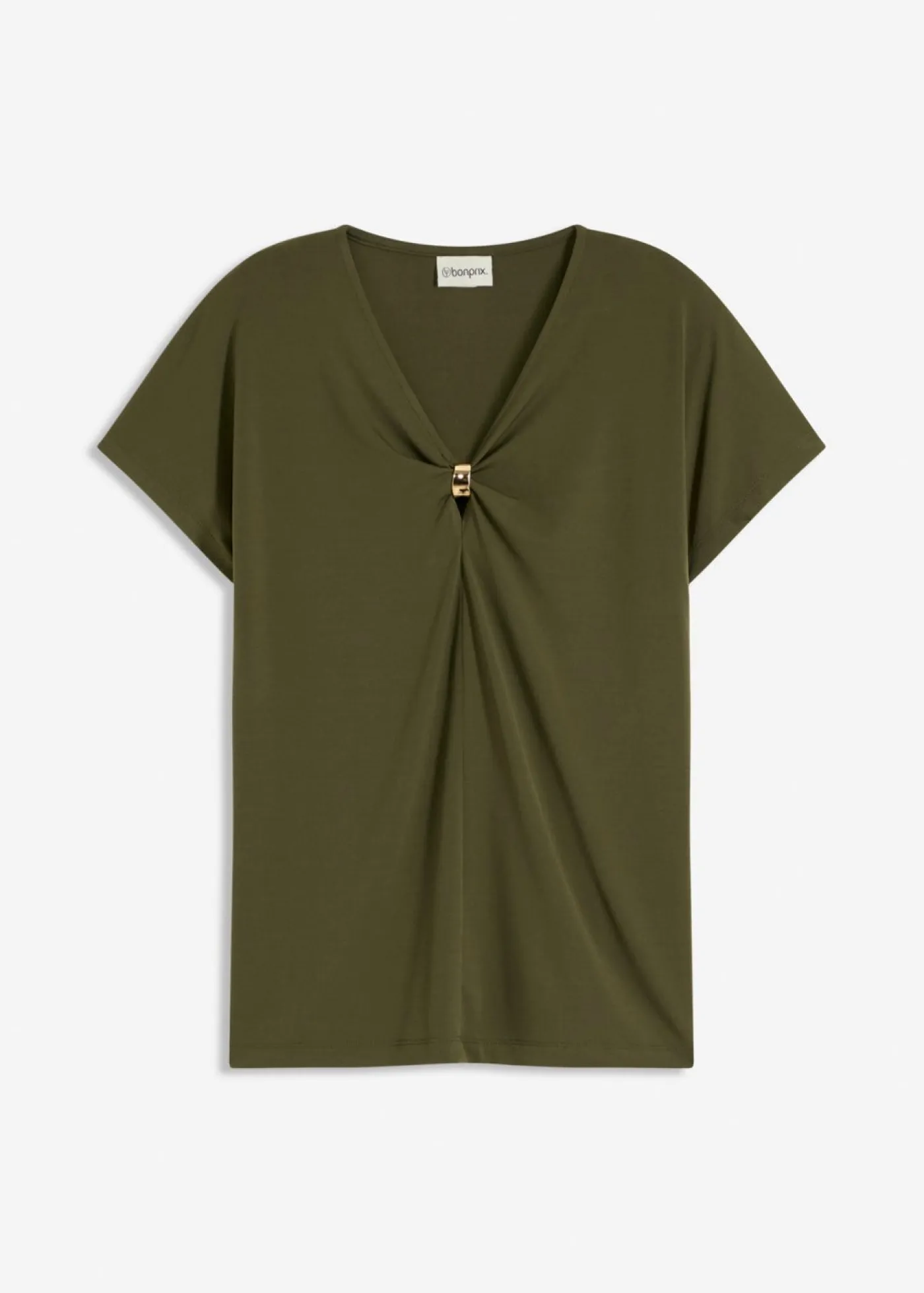 bonprix bonprix Camisetas>Camiseta con anillo decorativo Verde oliva oscuro