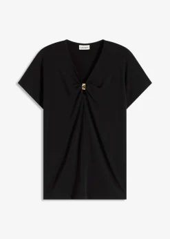 bonprix bonprix Camisetas>Camiseta con anillo decorativo Negro