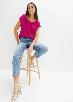 Mujer bonprix bonprix Camiseta con bordado calado