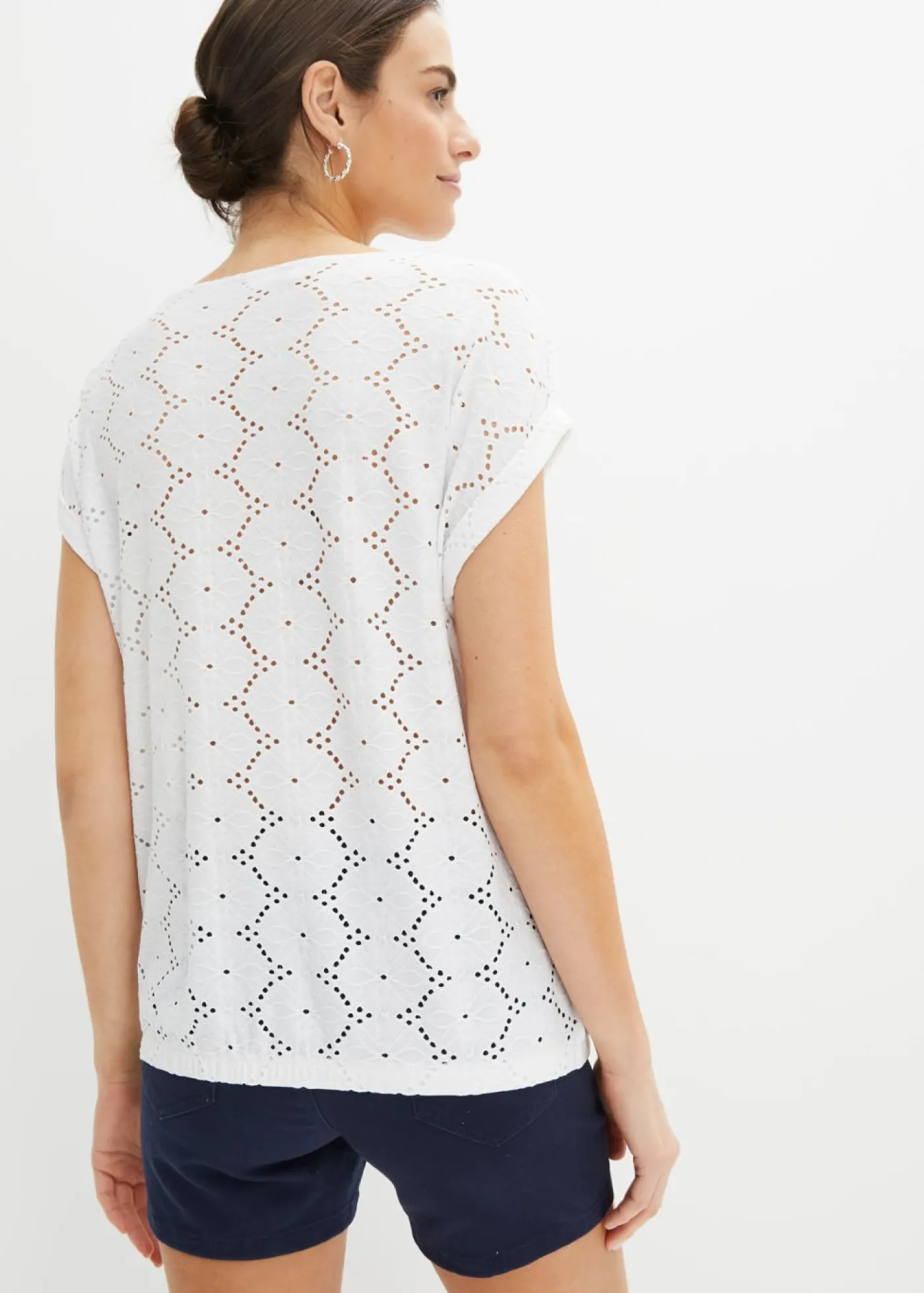 bonprix bonprix Camisetas>Camiseta con bordado calado Blanco