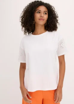 Mujer bonprix bonprix Camiseta con bordado calado
