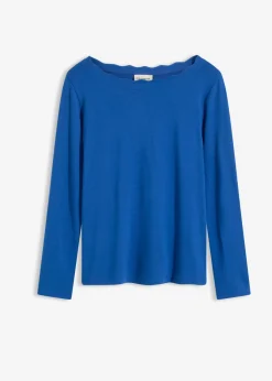 Mujer bonprix bonprix Camiseta con borde ondulado en Punto di Roma