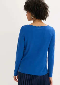 Mujer bonprix bonprix Camiseta con borde ondulado en Punto di Roma