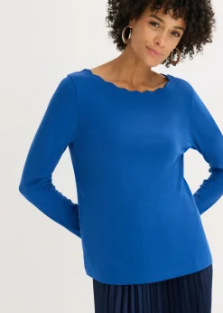 Mujer bonprix bonprix Camiseta con borde ondulado en Punto di Roma