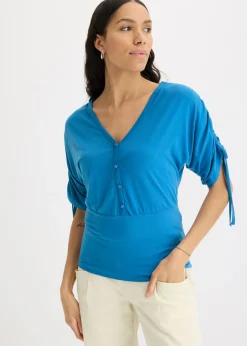 bonprix bonprix Camisetas>Camiseta con botones azul glaciar