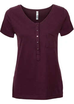 bonprix bonprix Camisetas|Novedades>Camiseta con botones Burdeos