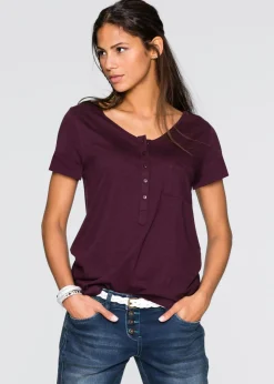 bonprix bonprix Camisetas|Novedades>Camiseta con botones Burdeos