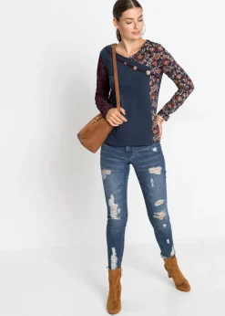 Mujer bonprix bonprix Camiseta con botones de viscosa sostenible