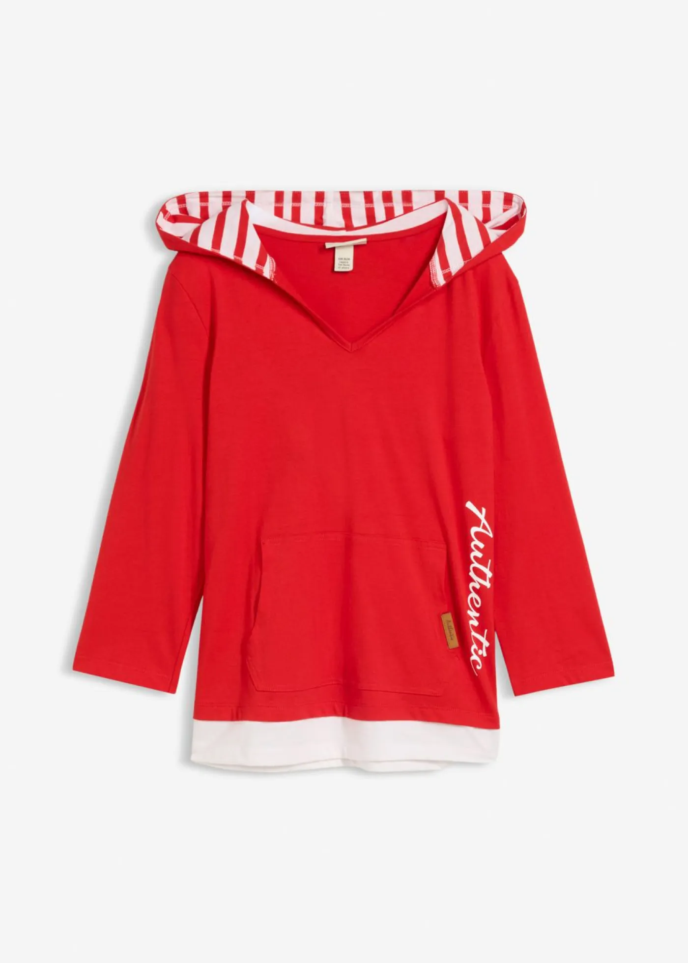 Mujer bonprix bonprix Camiseta con capucha de algodón puro con mangas 3/4