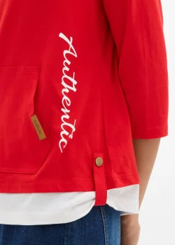 Mujer bonprix bonprix Camiseta con capucha de algodón puro con mangas 3/4