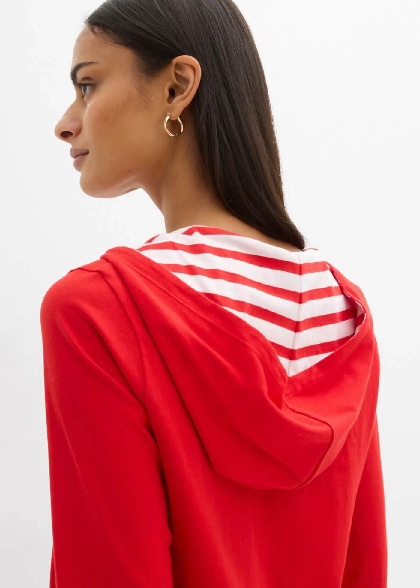 Mujer bonprix bonprix Camiseta con capucha de algodón puro con mangas 3/4