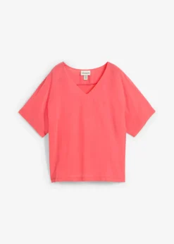 bonprix bonprix Premium|Camisetas>Camiseta con contenido de seda e inserto de tejido rosa paraíso