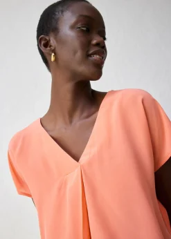 Mujer bonprix bonprix Camiseta con contenido de seda e inserto de tejido