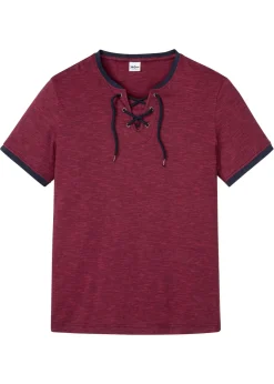 bonprix bonprix Camisetas Y Polos>Camiseta con cordones rojo oscuro/azul marino moteado