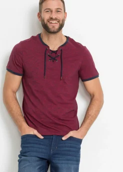 bonprix bonprix Camisetas Y Polos>Camiseta con cordones rojo oscuro/azul marino moteado