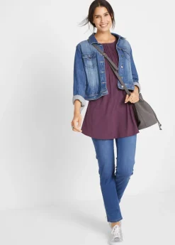 bonprix bonprix Camisetas>Camiseta con corte en A y manga corta Baya de saúco