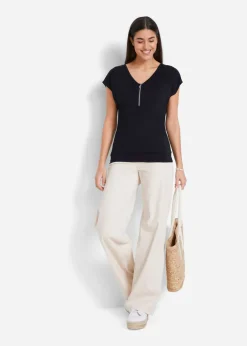 Mujer bonprix bonprix Camiseta con cremallera en el cuello