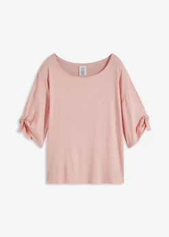 bonprix bonprix Camisetas>Camiseta con cuello barco rosa pastel