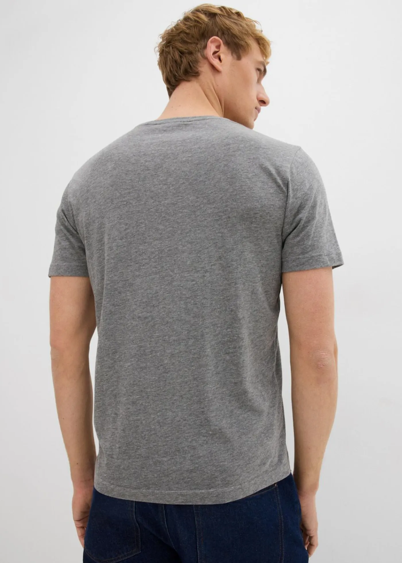 bonprix bonprix Básicos En Rebajas|Camisetas Y Polos>Camiseta con cuello en V (3 unidades) Azul oscuro + azul ahumado + gris jaspeado