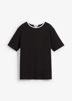 bonprix bonprix Esenciales|Camisetas>Camiseta con detalle de contraste Negro