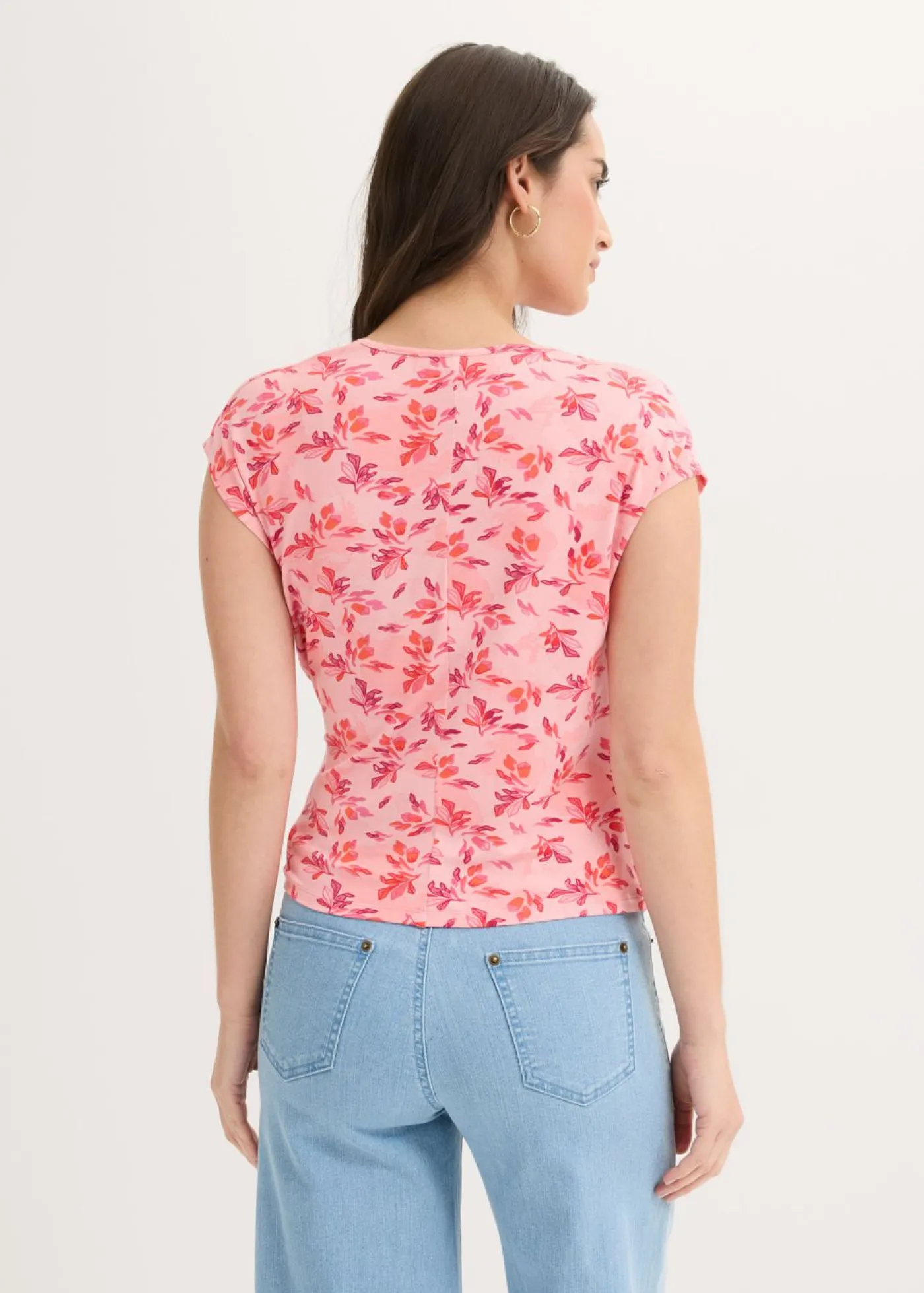 bonprix bonprix Camisetas|Novedades>Camiseta con detalle de nudo rosa pálido con flores