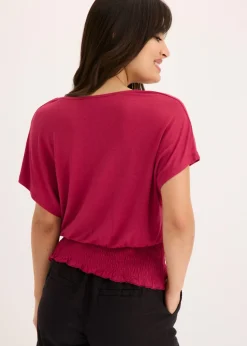 Mujer bonprix bonprix Camiseta con dobladillo de nido de abeja