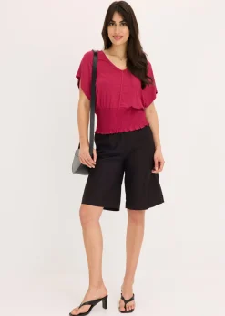 Mujer bonprix bonprix Camiseta con dobladillo de nido de abeja