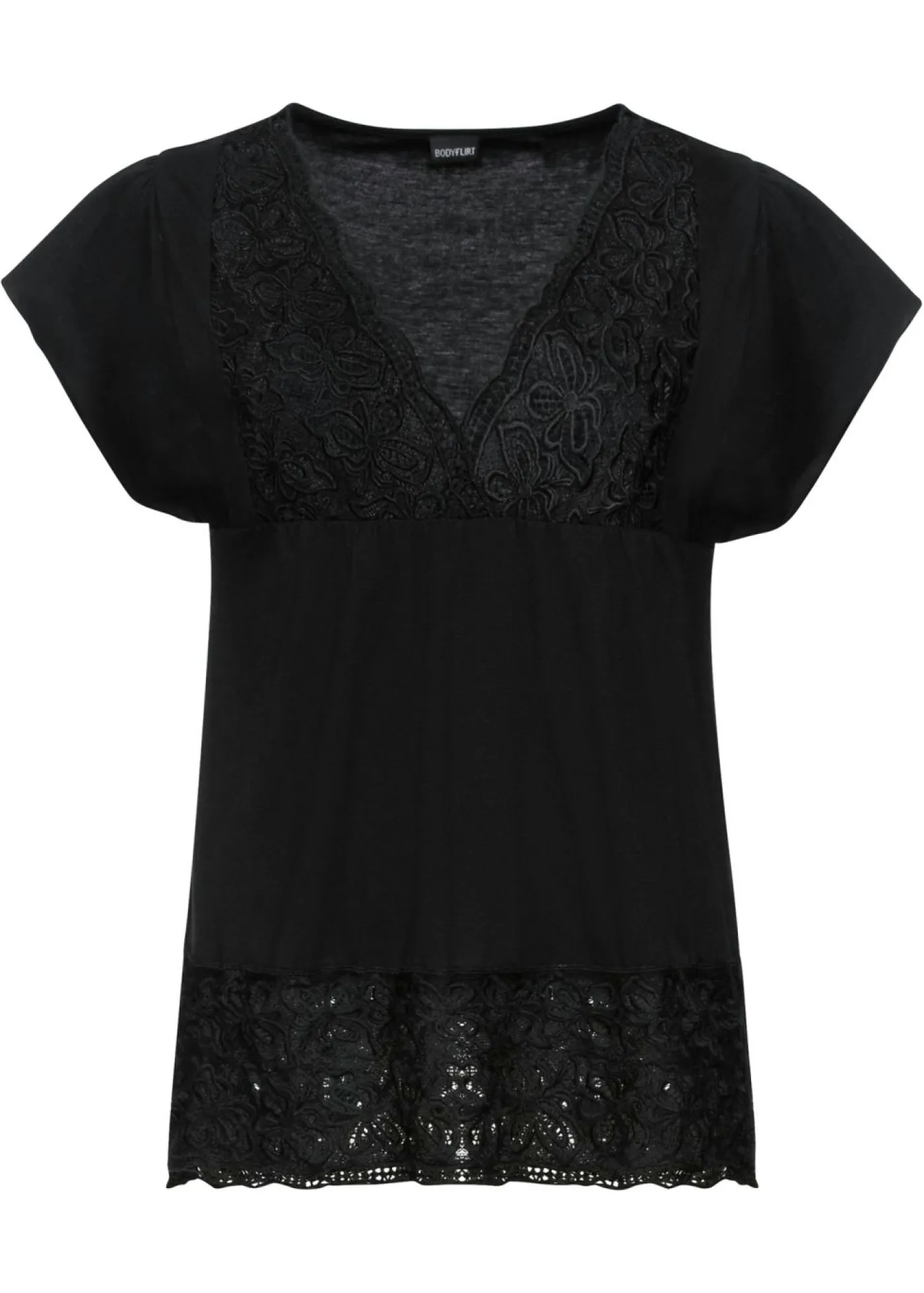 Mujer bonprix bonprix Camiseta con encaje en el escote