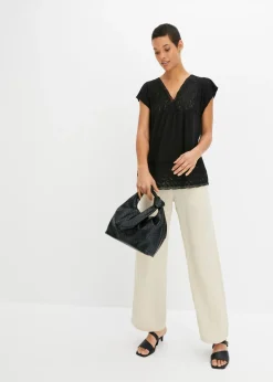 Mujer bonprix bonprix Camiseta con encaje en el escote