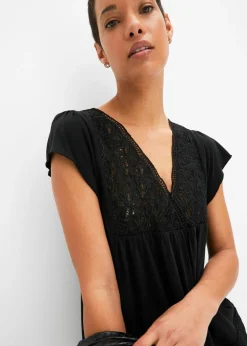 Mujer bonprix bonprix Camiseta con encaje en el escote