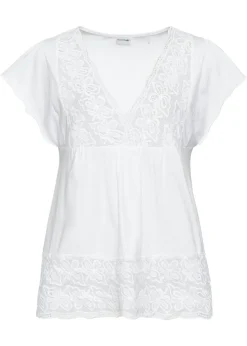 Mujer bonprix bonprix Camiseta con encaje en el escote