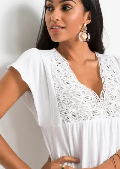 Mujer bonprix bonprix Camiseta con encaje en el escote