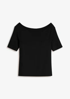 Mujer bonprix bonprix Camiseta con escote bañera en mezcla de viscosa
