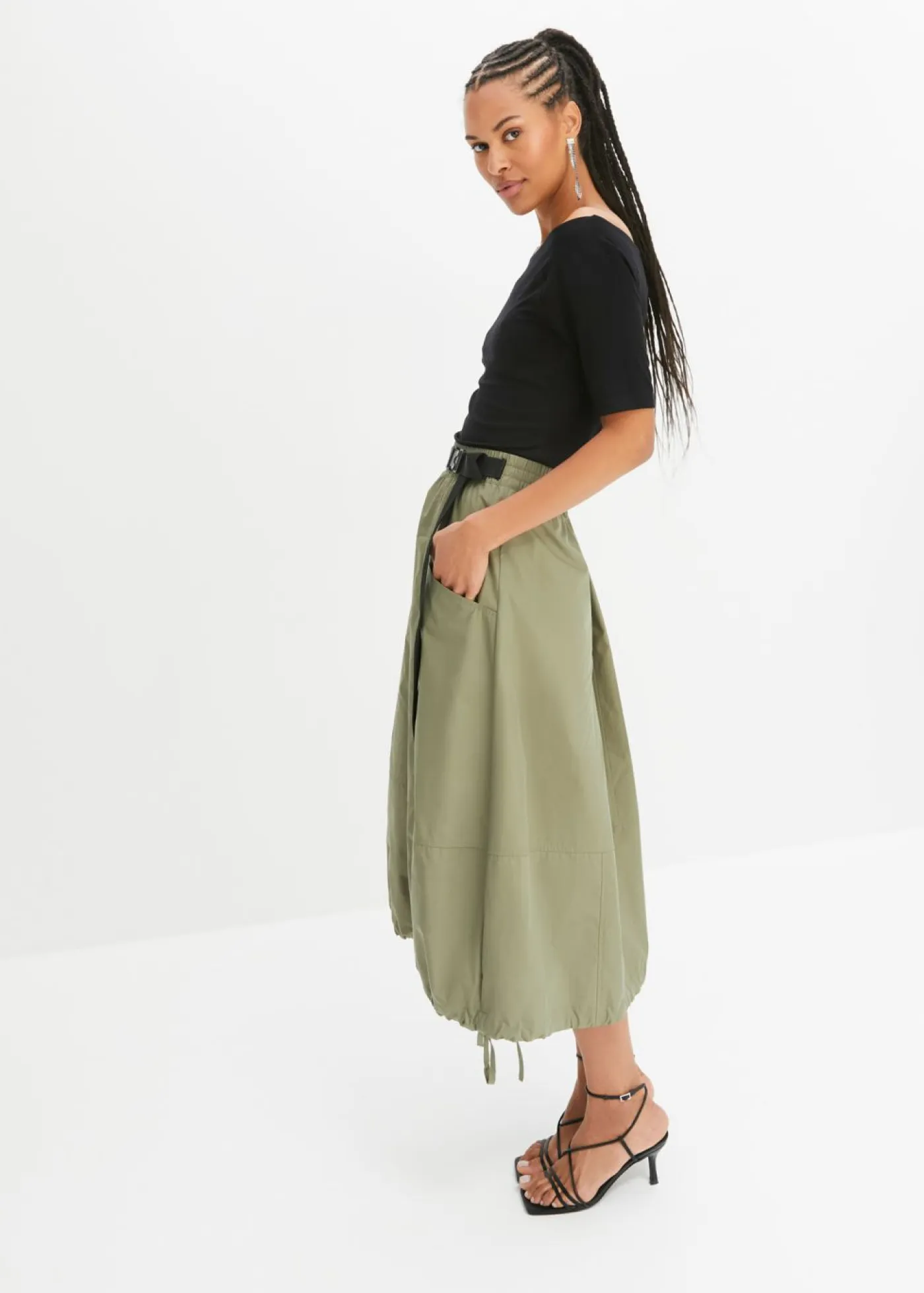 Mujer bonprix bonprix Camiseta con escote bañera en mezcla de viscosa