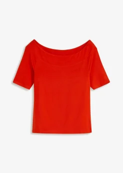 Mujer bonprix bonprix Camiseta con escote bañera en mezcla de viscosa