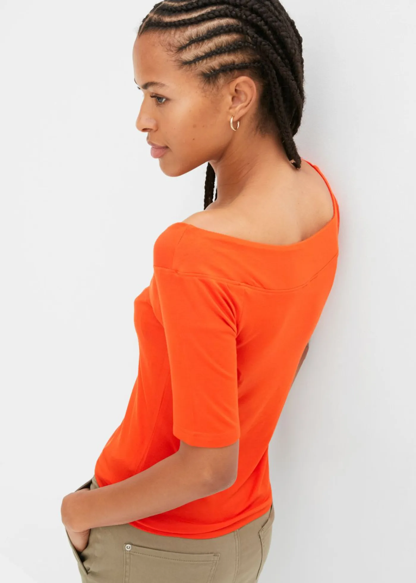 Mujer bonprix bonprix Camiseta con escote bañera en mezcla de viscosa