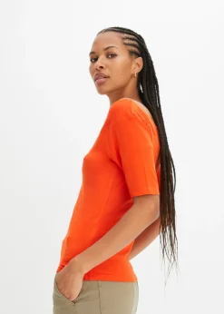 Mujer bonprix bonprix Camiseta con escote bañera en mezcla de viscosa