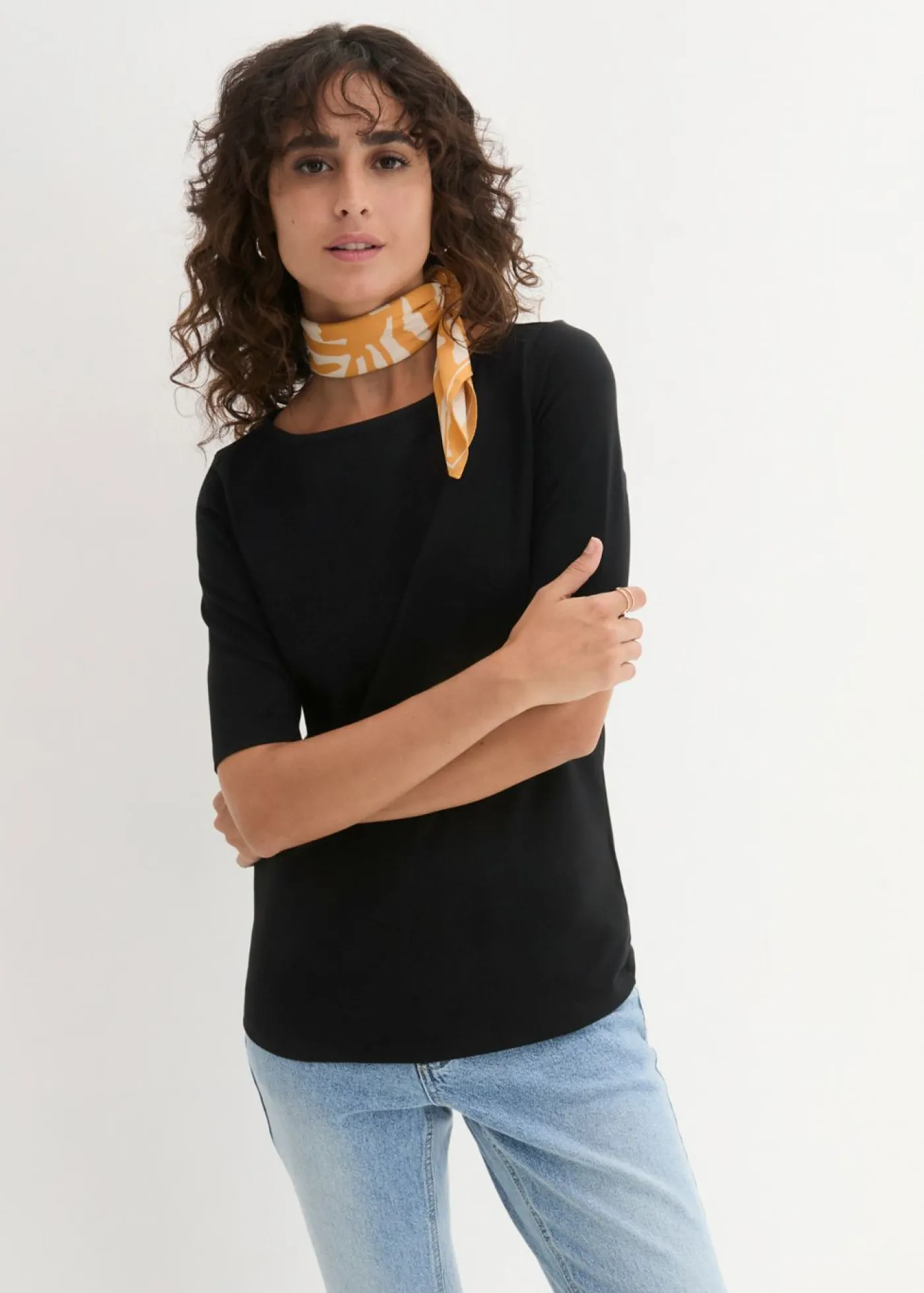 Mujer bonprix bonprix Camiseta con escote en U y media manga