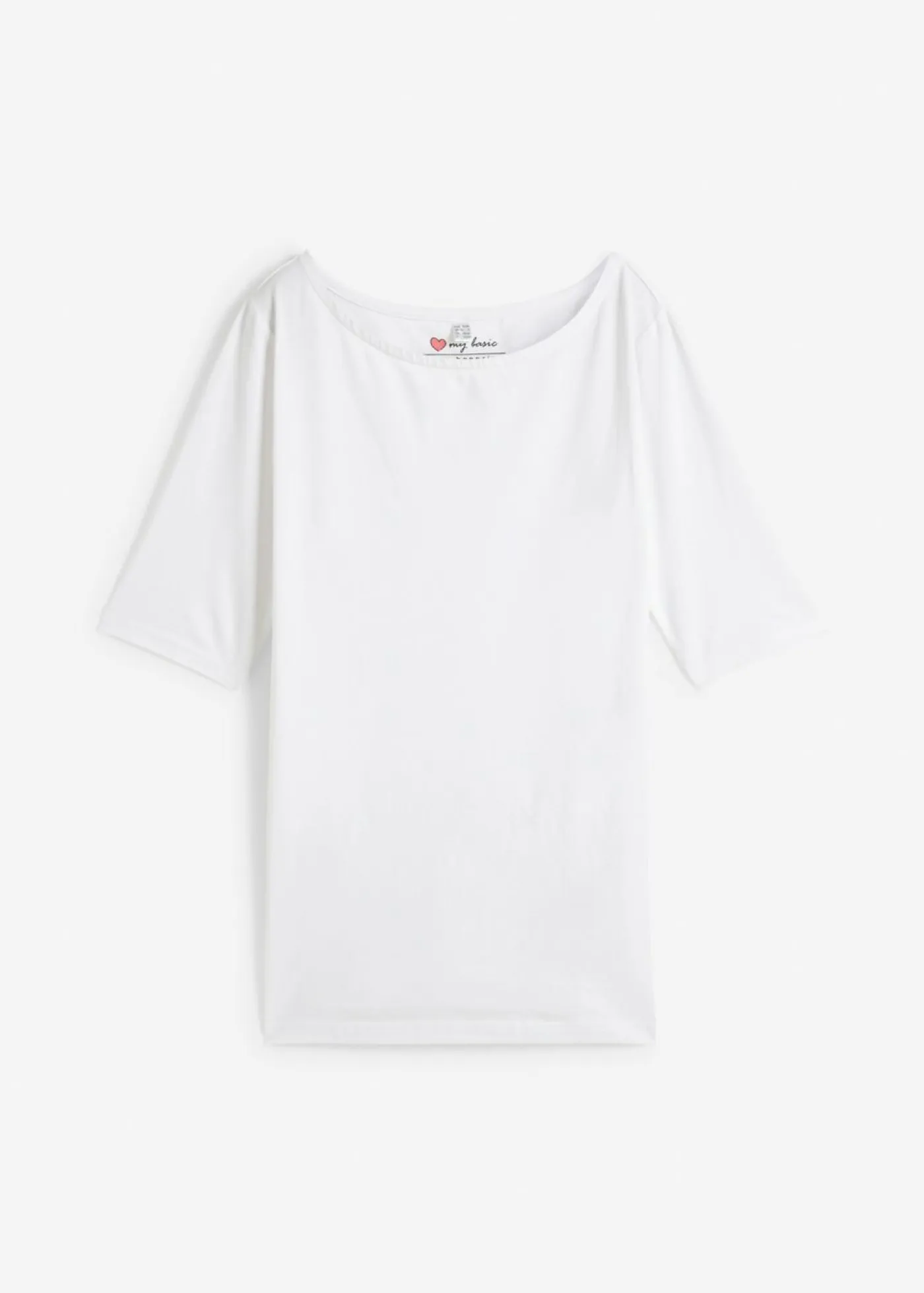 bonprix bonprix Básicos|Camisetas>Camiseta con escote en U y media manga Blanco