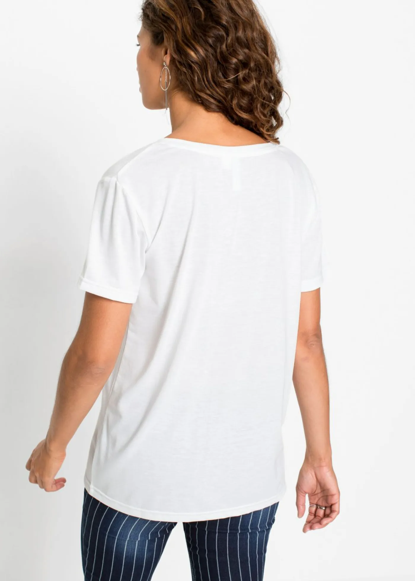 bonprix bonprix Básicos|Camisetas>Camiseta con escote en V Blanco