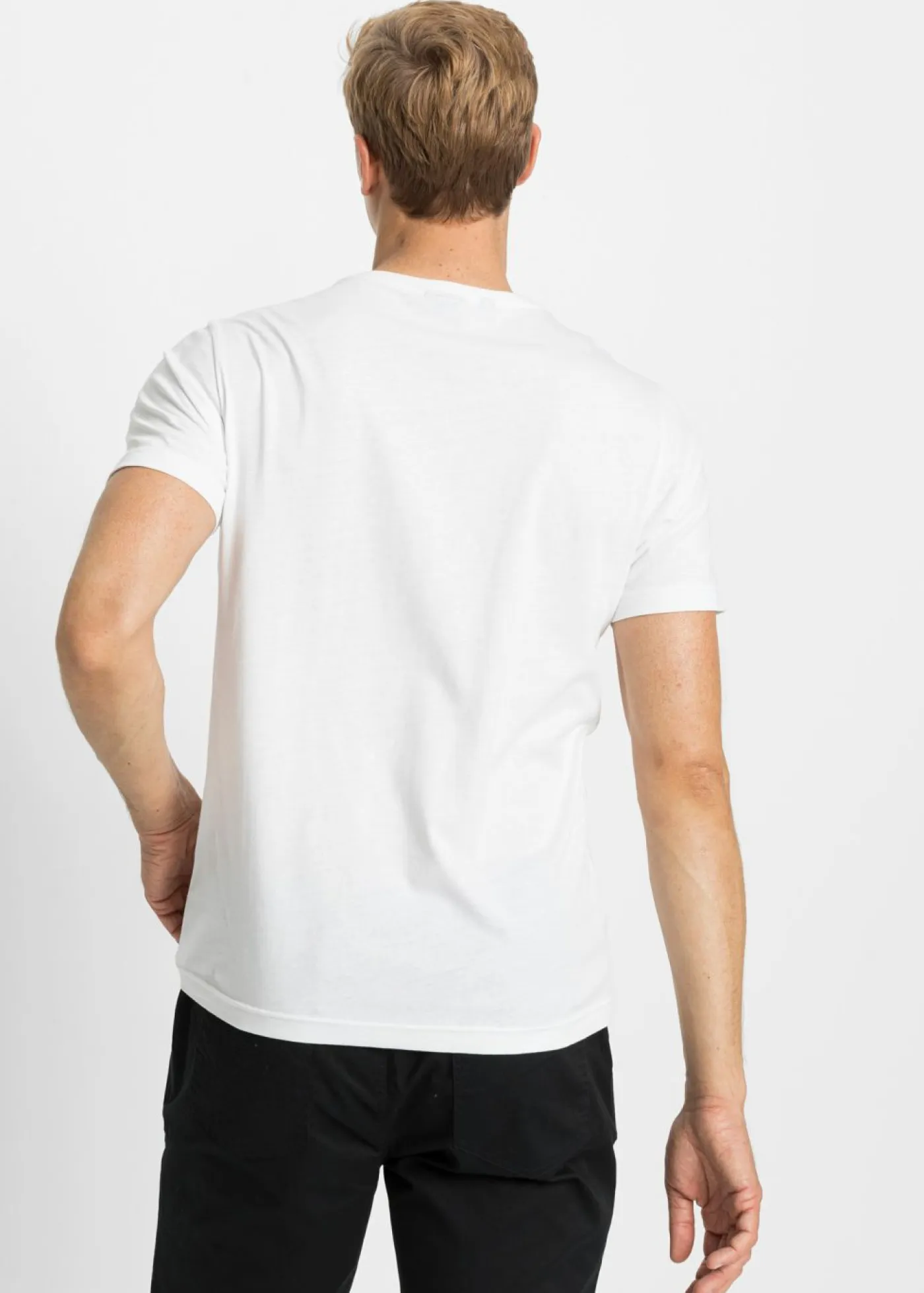 bonprix bonprix Básicos En Rebajas|Camisetas Y Polos>Camiseta con escote en V (5 unidades) Blanco + gris jaspeado + verde oliva oscuro + azul marino + negro