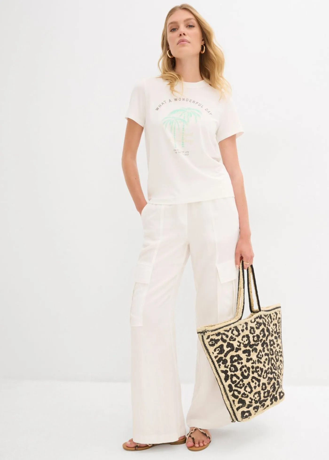 bonprix bonprix Camisetas>Camiseta con estampado blanco lana-azul mentol