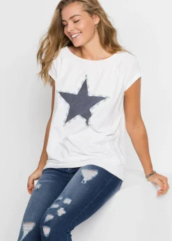 bonprix bonprix Camisetas>Camiseta con estampado de estrellas Blanco estampado