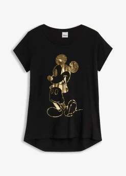 bonprix Disney Camisetas>Camiseta con estampado de Mickey Mouse Negro-dorado