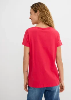Mujer bonprix bonprix Camiseta con estampado de corazón de algodón orgánico