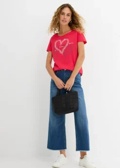 Mujer bonprix bonprix Camiseta con estampado de corazón de algodón orgánico