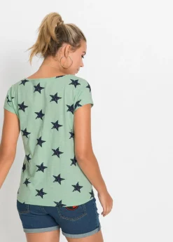 Mujer bonprix bonprix Camiseta con estampado de estrellas y algodón puro