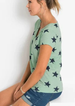 Mujer bonprix bonprix Camiseta con estampado de estrellas y algodón puro