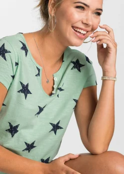 Mujer bonprix bonprix Camiseta con estampado de estrellas y algodón puro